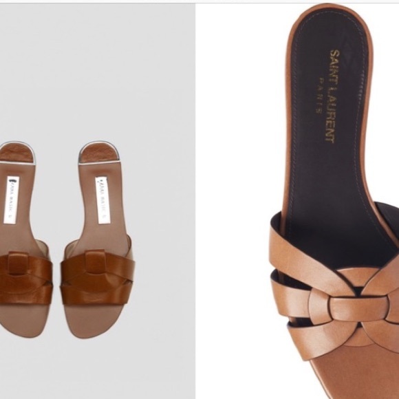 Zara | Crossed Leather Slides • 39